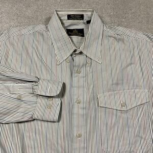 VTG Sterling & Hunt Shirt Mens 16.5 32/33 White Stripe Button Down Front Pocket